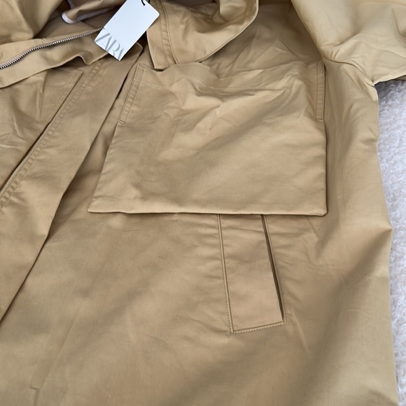 Zara Parka Large Pockets High Collar Color Straw Size XS/S - Picture 9 of 11